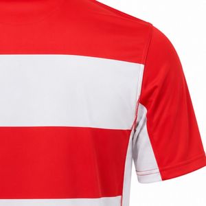 <b>Red</b> White Sublimated Printed Rugby Jersey Short Sleeve Striped Team Shirt Sports Uniform Match Training Wear Athletic Outdoor - Product Image 4