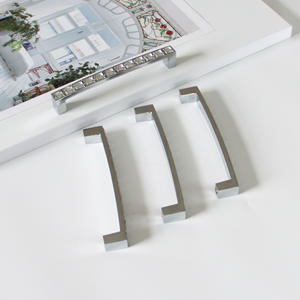 Contemporary Zinc Alloy Rectangle Cabinet Handle <b>Crystal</b> Acrylic Inlay Durable Kitchen Drawer Bedroom Bathroom Furniture - Product Image 1