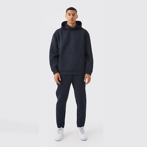 Ensemble de survêtements de sport pour hommes en gros à bas prix, à capuche, pour l'entraînement hivernal et le jogging, motif uni - Product Image 1