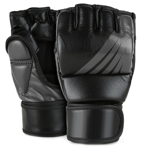 Gants Mma en cuir demi-doigts noir et blanc avec fermeture Velcro pour adultes, équipement d'entraînement d'arts martiaux - Product Image 4