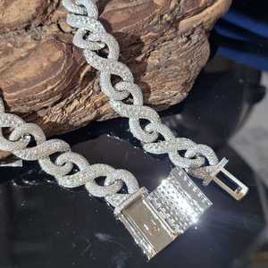 Cadena de Eslabones Cubanos de Plata de Ley 925 con Incrustaciones de Diamantes de Moissanita VVS, Chapada en Rodio, Estilo Hip Hop, Joyería Hecha a Mano - Product Image 3