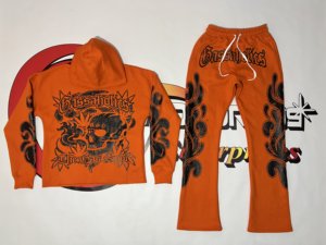 สินค้ามาใหม่ ชุดเซ็ตฮู้ดดี้และกางเกงวอร์มทรงบ็อกซี่ฟิตสำหรับผู้ชาย ออกแบบเองได้ พิมพ์ลายสกรีน ทรงหลวม ขาบาน ชุดวอร์มผู้ชาย - Product Image 6