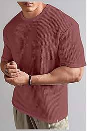 Camiseta holgada de gran tamaño para hombre, de color sólido, tejido grueso, estilo casual urbano, top de alta moda. - Product Image 2