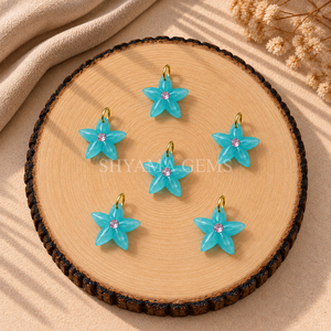 Pendentif en calcédoine bleu aqua sculpté en forme d'étoile de mer de 15 mm pour la fabrication de bijoux de style océanique, accessoires, fournisseur en gros - Product Image 6