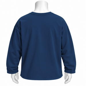 <b>Navy</b> <b>Blue</b> Reversed LS Tee Oversized Long Sleeve Cotton T <b>Shirt</b> Relaxed Fit Drop Shoulder Vintage Casual Unisex Streetwear Top - Product Image 2