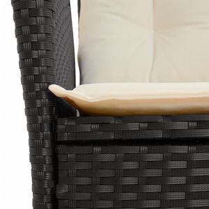 Set da pranzo da 7 pezzi in Poly Rattan nero con cuscini Set da giardino - Product Image 5