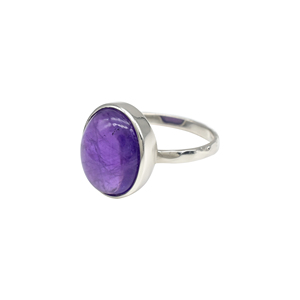 Top Quality 8mm Bezel Set <b>Amethyst</b> Solitaire <b>Ring</b> 925 Sterling <b>Silver</b> Oval Cab Gemstone <b>Ring</b> Handmade Fine <b>Silver</b> Jewelry - Product Image 3