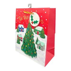 Bolsas de papel recubiertas verticales grandes ecológicas con cordón estampado en caliente acabado de lámina brillante regalos de navidad todas las ocasiones - Product Image 6