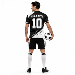 Conjunto de Uniforme de Fútbol Sublimado Personalizado, Camiseta Deportiva de Manga Corta con Cuello en V y Pantalones Cortos a Juego, Transpirable para Entrenamiento en Equipo - Product Image 4