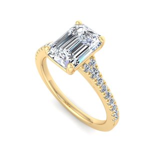 Anillo de Plata de Ley con un Brillante Diamante Moissanita de Corte Esmeralda, Diseño Clásico para Compromiso - Product Image 2
