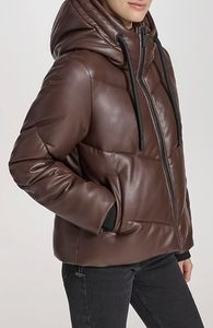 Streetwear <b>Womens</b> Cropped Leather Puffer Jacket Oversized Stand Collar <b>Padded</b> Outerwear - Product Image 5