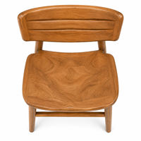 Chaise de salle à manger scandinave en teck massif, imperméable et stable, avec dossier extra large incurvé et rainuré, et assise sculptée, pour hôtel et parc