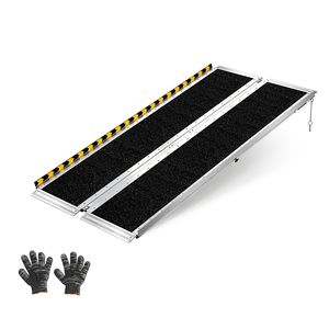 Rampa Plegable Portátil de Aluminio Antideslizante de 1.5 m (5 pies) con Capacidad de 363 kg (800 lb) para Sillas de Ruedas, Rampa para Umbral de Puerta para Discapacitados, Fácil de Usar - Product Image 1