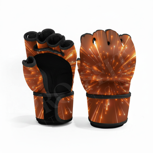 ถุงมือ MMA สีแดงและดำล้วน สำหรับฝึกซ้อมมืออาชีพ แบบผูกเชือก สวมใส่สบาย - Product Image 4