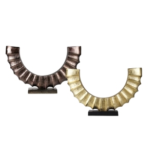 Modern Metallic Sculpture Decorative Bronze <b>Gold</b> Textured Metal Table Top <b>Statues</b> Accent for Home Hotel Living Room Decor - Product Image 1