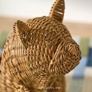 Premium Bulldog Shape <b>Rattan</b> <b>Basket</b> Kids Room Furniture Toy <b>Storage</b> Umbrella Holder Multi Use Animal Shaped Bin Wholesale - Product Image 3