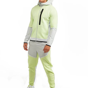 Ensemble de survêtement technique à capuche pour homme, coupe ajustée, avec fermeture éclair, idéal pour le fitness et l'entraînement en extérieur – Nouveauté - Product Image 1