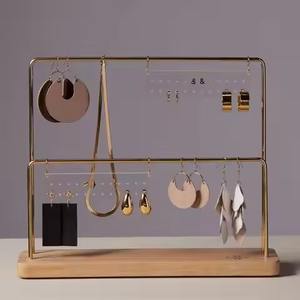 Présentoir à bijoux en métal finition design pour colliers et boucles d'oreilles, organisateur en forme d'arbre - Product Image 1