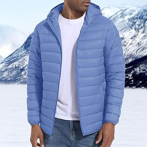 Custom Mens Quilted Puffer Jacket Lightweight <b>Warm</b> Windproof Hooded Winter Coat OEM Wholesale Private Label Supported wind - Product Image 4