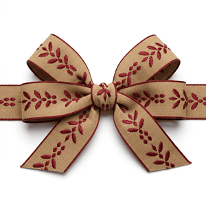 ริบบิ้นลายปอกระเจาขนาด 25 มม. จากนีลกามาล อินดัสทรีส์ พร้อมลายปักดอกไม้สีแดง สไตล์เรียบง่าย สำหรับห่อของขวัญ ทำโบว์ งานฝีมือ และตกแต่งในเทศกาลต่างๆ - Product Image 4