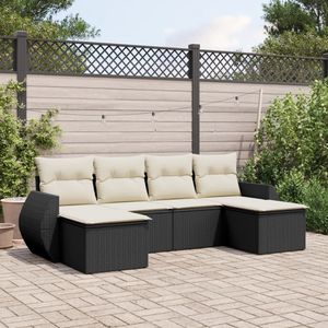 Conjunto de Sofás de Jardín en Blanco Crema y Negro - Product Image 1