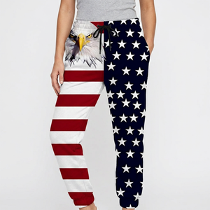 Pantalon de survêtement décontracté pour homme, motif aigle drapeau américain, en toile, taille élastique, sublimation polyester, poids moyen, pour l'automne - Product Image 3