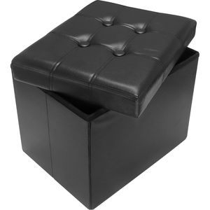 <b>Leather</b> Storage Ottoman with Folding <b>Foot</b> Rest <b>Stool</b> for Home Living Room Workshop Hospital - Product Image 1