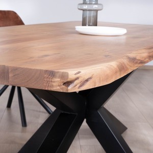 Mesa de comedor de alta gama Vandana Ivory Shape con tablero de madera gruesa y patas metálicas 3D, 240 cm - Product Image 5