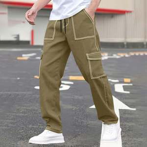 Jeans cargo pour hommes, denim personnalisé, style streetwear, coupe ample, baggy, jambe large droite, OEM, vente en gros - Product Image 3