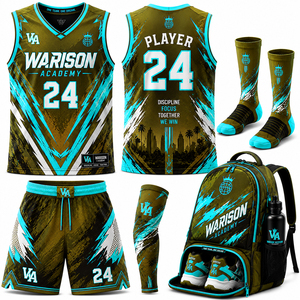 Basketball Academy Uniform Set With Jersey Short Socks And Sleeve Sublimation Basketball Uniform Kit With Custom Name And Number - Product Image 3