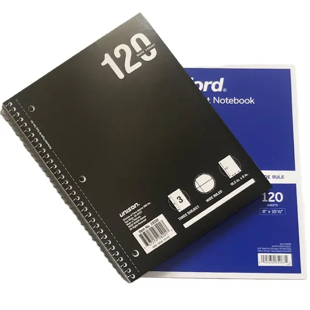 120 Lembar Notebook Spiral 10.5X8 Inci 3 Subjek Notebook Terikat Kawat Disesuaikan Dirancang Produsen Perlengkapan Kantor