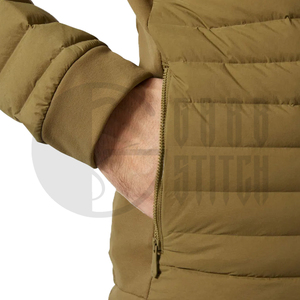 Chaqueta Acolchada Verde Oliva para Hombre, Cuello Alto, Cierre de Cremallera, Cortavientos, Ropa Exterior Informal para Otoño - Product Image 3
