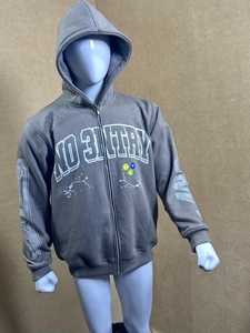 Nouveau sweat à capuche zippé épais délavé pour homme, 100 % coton, style streetwear, idéal pour l'automne - Product Image 3