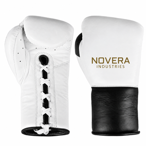 Gants de boxe professionnels en cuir à lacets pour l'entraînement en extérieur, conçus spécifiquement pour le sparring, le combat et le kickboxing - Product Image 1