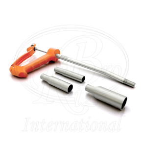 Pistola aplicadora de calcio para cabras y ovejas con 2 cabezales adicionales, tamaños 12x30mm, 16x32mm, 26x60mm, longitud 11.5 pulgadas, cuerpo metálico, mango de aluminio - Product Image 3