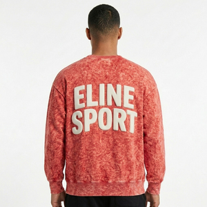 Sweat-shirt unisexe à col rond, coupe décontractée, chaud, avec texte gaufré audacieux, effet délavé premium et impression 3D en relief, pour le sport - Product Image 3