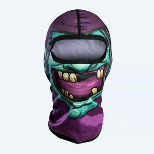 Character Balaclava Face Mask Full Coverage Outdoor Unisex 100% Polyester Adult Size 56-58CM Purple Green Print - Product Image 1