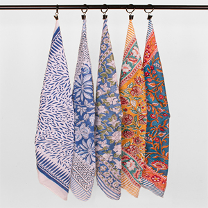 Mouchoirs en coton de luxe imprimés à la main, style bohème vintage, bandana pour femmes, artisanat écologique, réutilisable, cadeau - Product Image 3