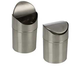 Textured Silver Metal Trash Can Oval Open Top Stainless Steel Waste <b>Bin</b> Office Grid Pattern Garbage Basket Rubbish Dustbin - Product Image 3