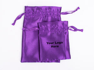 Sustainable Indian Handmade Craftjaipur Small Satin <b>Pouches</b> Silk Screen Printed Customized Logo <b>Drawstring</b> Jewelry Storage - Product Image 5