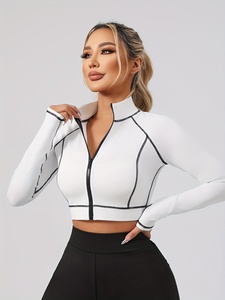 Standing collar zipper <b>yoga</b> wear women's sports tops fitness clothing long sleeve thin <b>jacket</b> running <b>Yoga</b> <b>Jackets</b> - Product Image 5