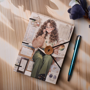 Premium <b>A5</b> Handmade Paper Notebook Anime Girl Design EcoFriendly Journal 100 Page Vintage Book with Button Closure Writing Diary - Product Image 5