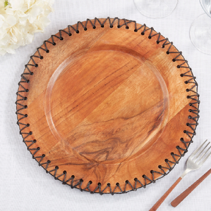 Assiette de service en bois massif, plateau de service pour aliments et fruits, assiette de présentation en bois d'acacia naturel - Product Image 6