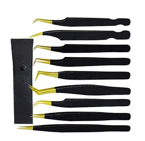 Pinzas Profesionales para Pestañas con Punta de Diamante, Componentes de Plástico y Titanio, Acero Inoxidable Puntiagudo, Antiestáticas, de Precisión - Product Image 1