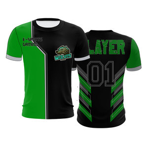 เสื้อแข่งเกมมิ่งอีสปอร์ต Wolves สีดำ-เขียว พิมพ์ลายแบบ Sublimation แห้งเร็ว 100% โพลีเอสเตอร์ คอกลม สำหรับทีมกีฬา - Product Image 1