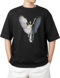 Camiseta Negra de Manga Corta para Hombre con Estampado de "Good Things Ahead", Corte Regular, Cuello Redondo, Informal, de Algodón - Product Image 3