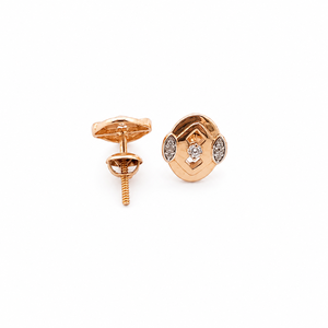 18K Rose <b>Gold</b> Diamond Geometric Stud Earrings for Women High Polish Contemporary Daily Wear Party Jewelry Gift - Product Image 3