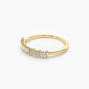 Anillo Zig Zag con Moissanita Brillante Corte Baguette, Bañado en Rodio, Plata 925 Original, Regalo de Cumpleaños para Pareja - Product Image 6