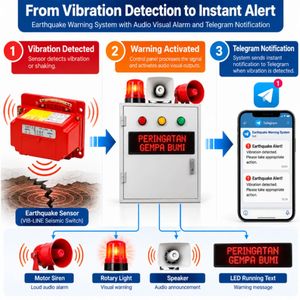 Sistema de Alerta de Terremotos de Alta Calidad, Sensor de Vibración, Panel de Alarma Audiovisual con Notificación por Telegrama - Product Image 2