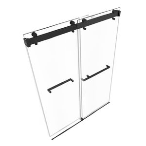 Porta scorrevole per doccia in vetro temperato trasparente senza telaio, spessore 3/8'' (10 mm), 48'' L x 76'' A, per palestra, insonorizzata e resistente agli urti - Product Image 1